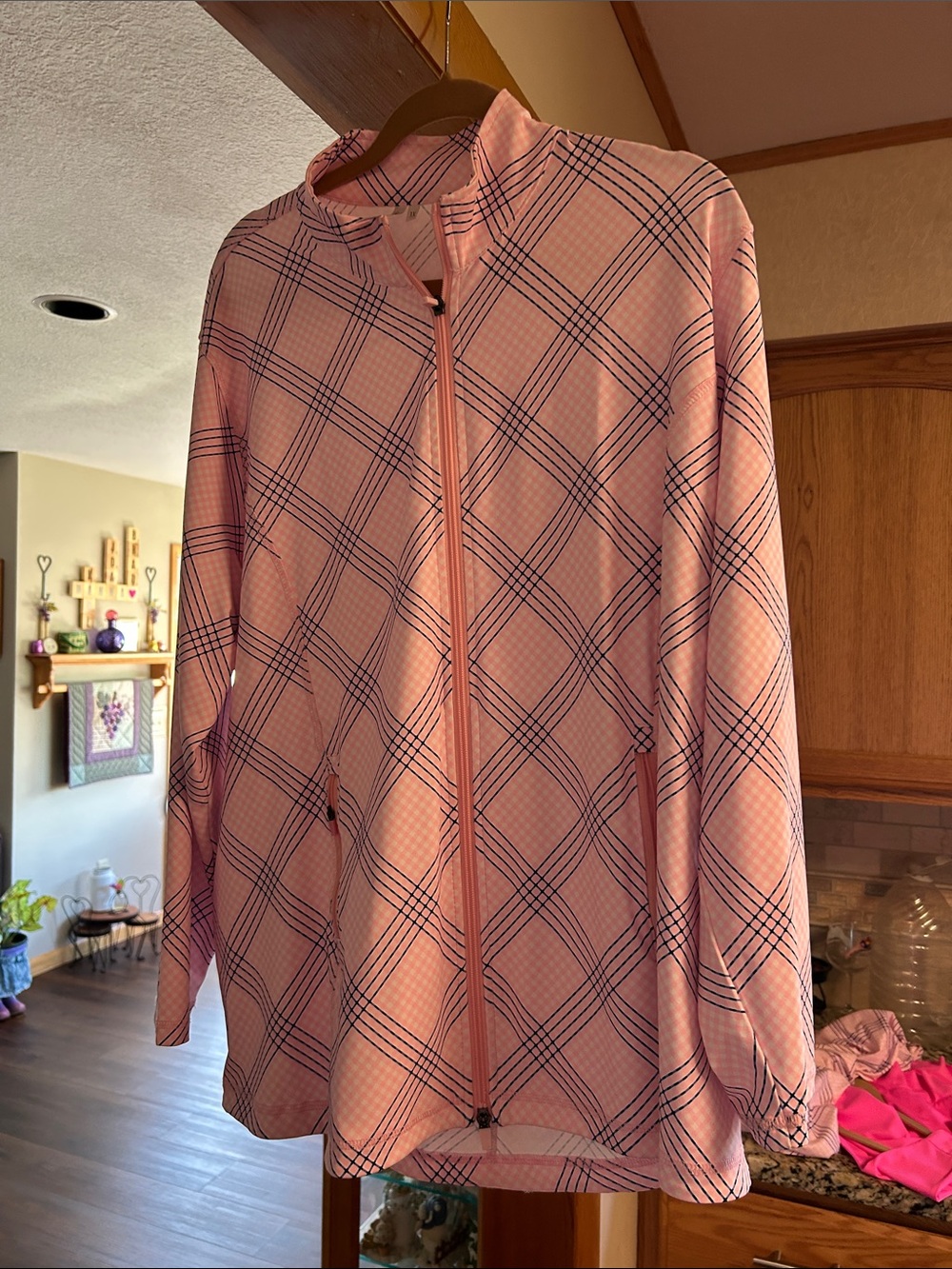 Lulu-B Pink Plaid Full-Zip Utility Jacket
